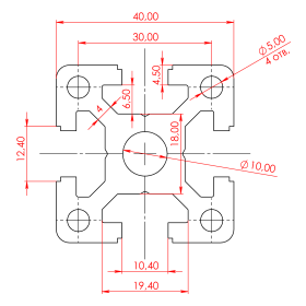 OB-4040S10-HEAVY-RAL9005 | Профиль 40х40 мм. Тяжелый. Паз 10 мм. (Черный) изображение 1