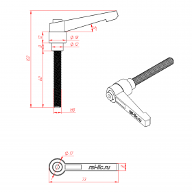 Чертеж ручки-фиксатора М8х60 мм