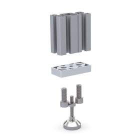 Установка опоры-ножки артикул 7734 в торец алюминиевого профиля через опорную плиту