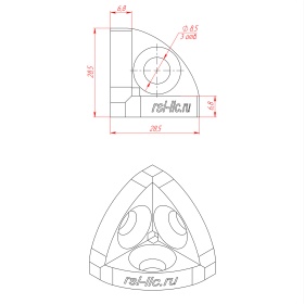 Трехсторонний сферический соединитель 30R c заглушкой/ Чертёж