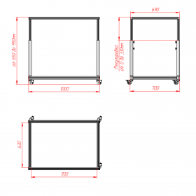 Чертёж передвижного стола 1000х700 с регулировкой столешницы по высоте