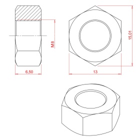 Схема гайки М8
