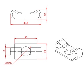 Чертеж пазового фиксатора М12, к алюминиевым профилям серии 45