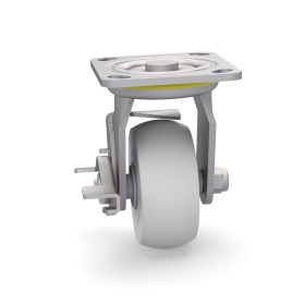 Модель большегрузного колеса RSI91210001-02: диаметр 100 мм, платформа, тормоз, нагрузка 300 кг