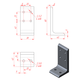 Чертеж фундаментной опоры к профилю 20х40