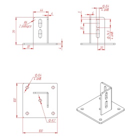 Чертёж фундаментной опоры для профилей 40х40