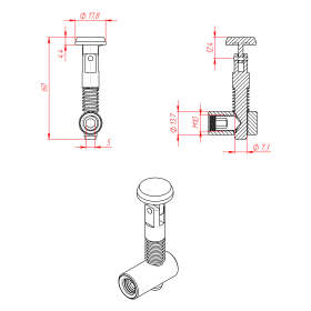 Чертеж 5357 | Торцевой быстрый соединитель угловой, серия 40, 45, 50 и 60 паз 10