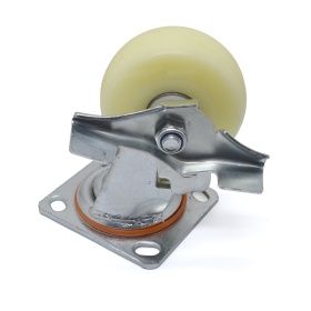 Тормозной механизм большегрузного колеса RSI91210001-02: вид сбоку, платформа, стопор, диаметр 100 мм, грузоподъёмность 300 кг