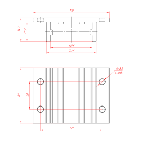 S-3S-DF-3060 | Слайдер 2T-тип длина 80 мм, к профилям 3060 изображение 5